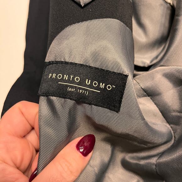 Pronto Uomo Black Wool Blend Sport Coat Blazer Jacket Size 42S - Picture 3 of 10